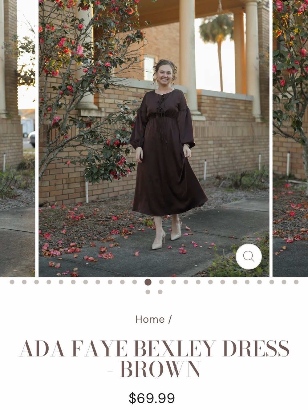 Ada Faye Clothing Bexley Brown Long Sleeve Maxi Dress size 2XL elastic Waist-G - Picture 7 of 8
